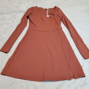 NWT Quince Rust Brown‎ Party Rave Cocktail Sexy Vixen Bodycon Fitted Dress Large